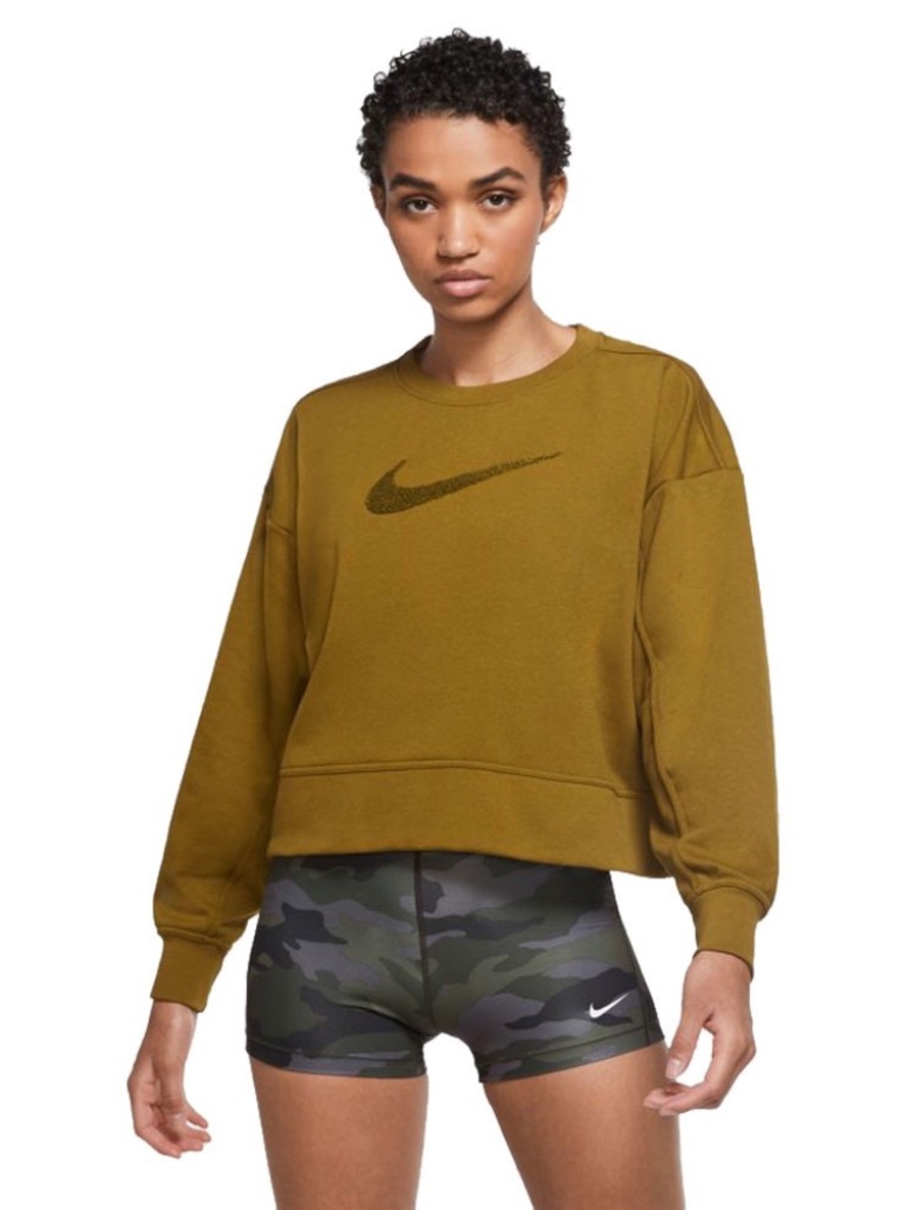 Nike Cropped Long Sleeve Women's Small Crew Top in Green